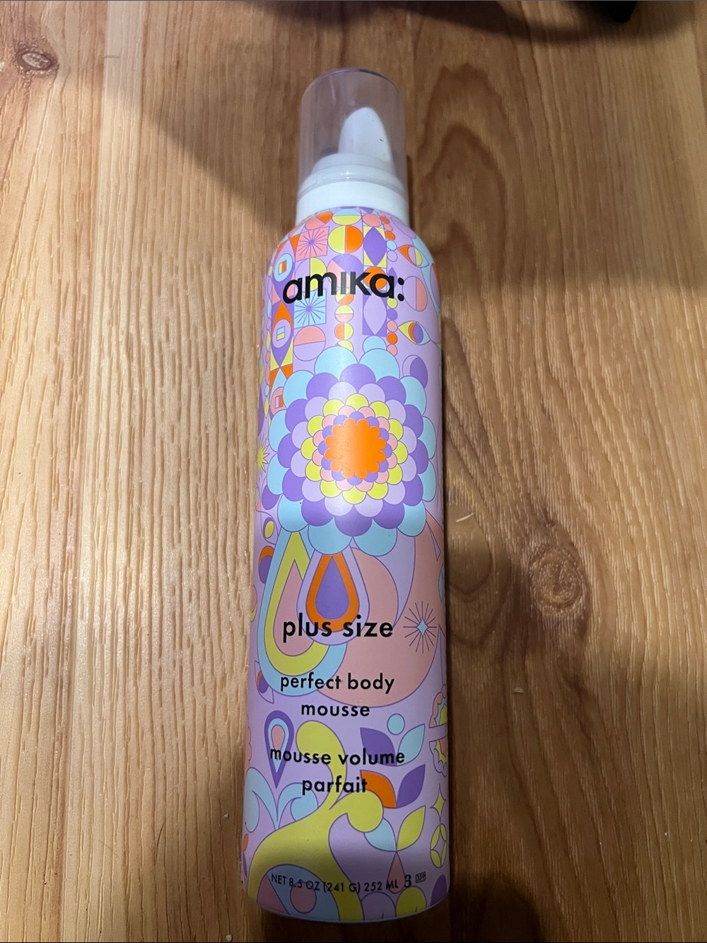 amika Perfect Body Mousse – Lavender and Pink Floral Can
